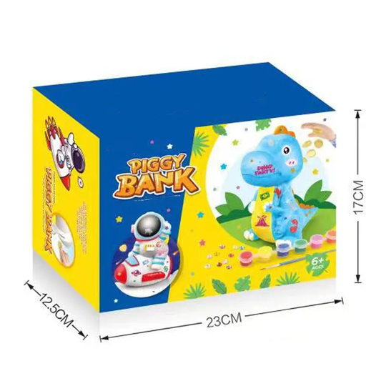 DIY Dinosaur Piggy Bank Painting Kit – Educational Animal Coloring Toy for Kids