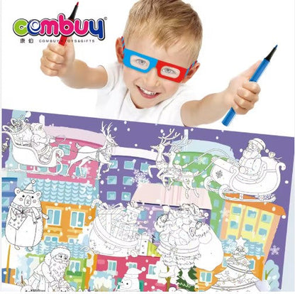 Kids’ 3D Animal Coloring Book with Markers – Includes 8 Animal Scenes & Free 3D Glasses – Screen-Free Learning for Children