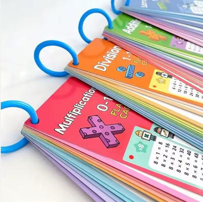 Reusable Kids Math Flash Cards (Age 5+) – Learn Multiplication Tables 1–12 with 2 Write & Wipe Markers | Quick Learning Educational Practice Set for Home & School