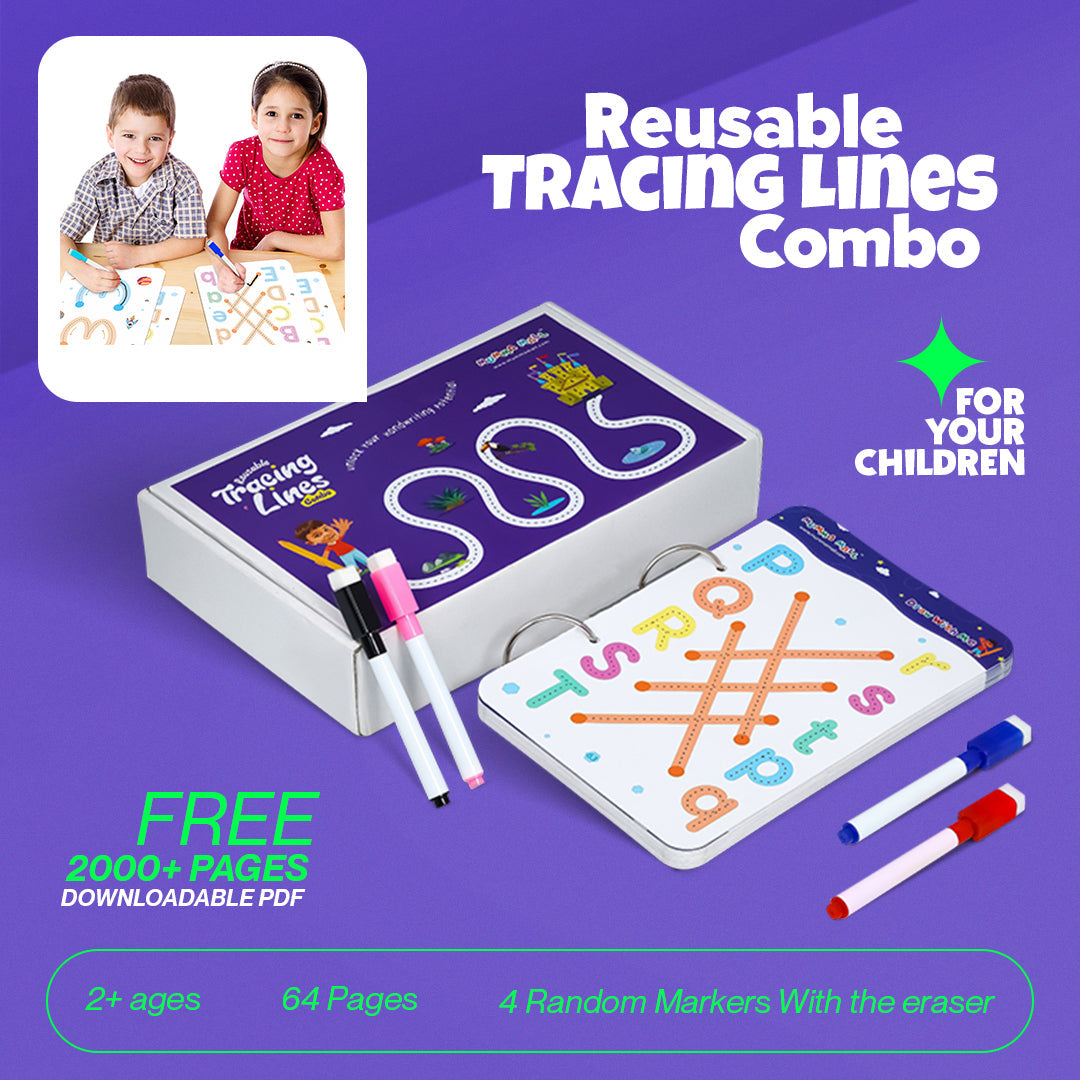 64 Pages Reusable Tracing Line book to improve HAND WRITING For kids + (FREE Learning 2000+ pages PDF worksheet for kids📚 )