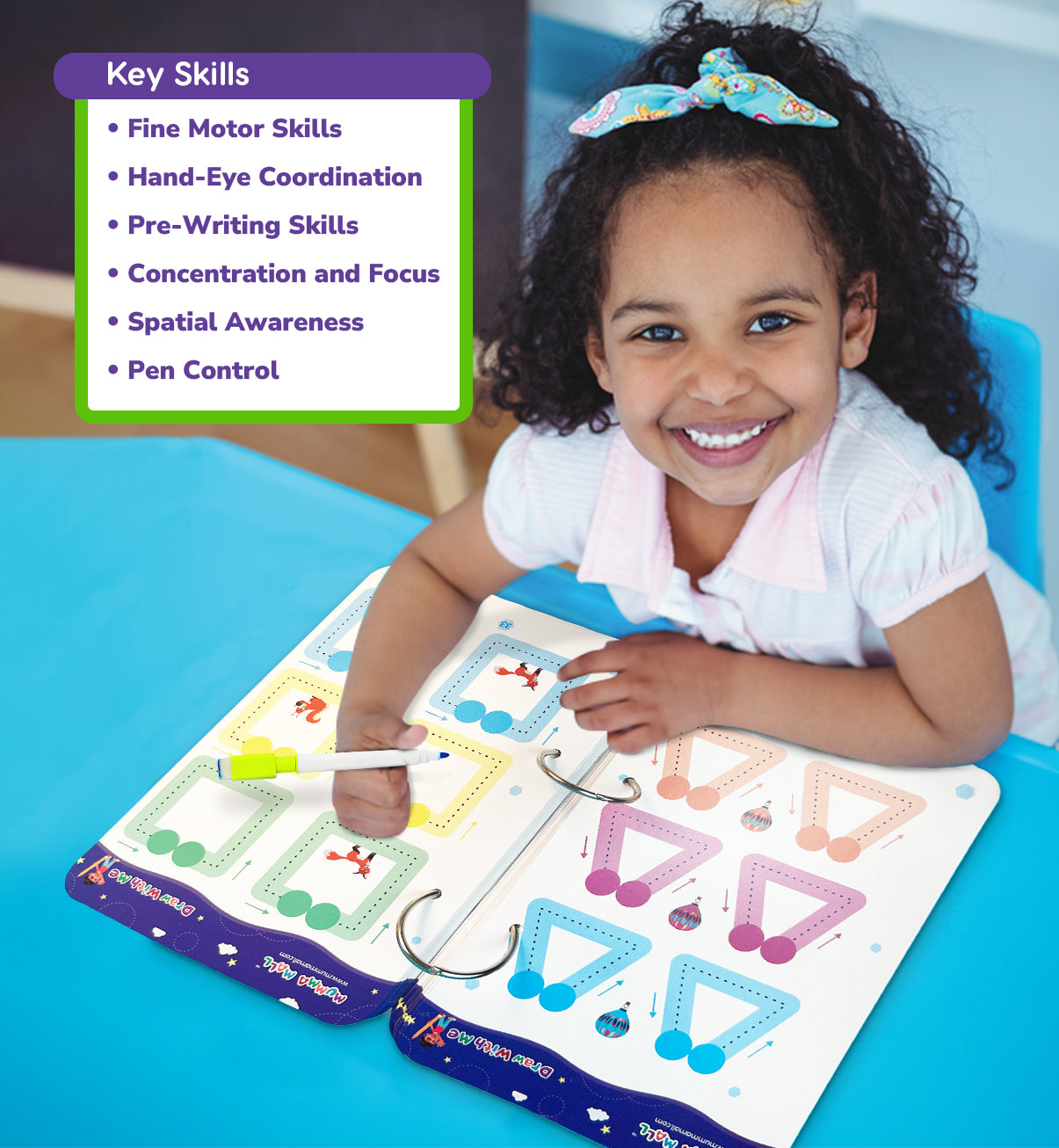 Mumma Mall - Reusable Tracing Book With 64 Pages + FREE 1 Magic Warm + FREE Learning 2000+ pages PDF worksheet for kids📚