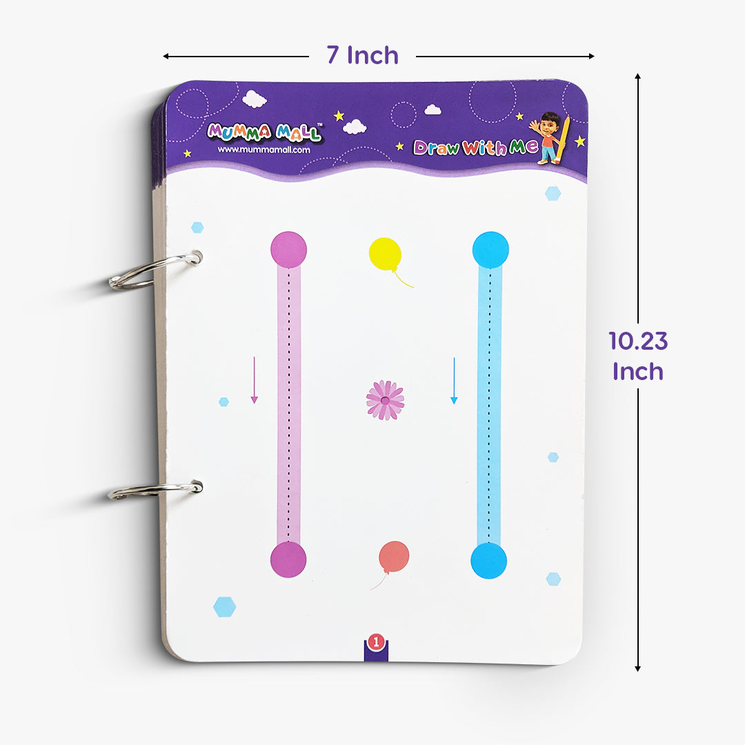 Mumma Mall - Reusable Tracing Book With 64 Pages + FREE 1 Magic Warm + FREE Learning 2000+ pages PDF worksheet for kids📚