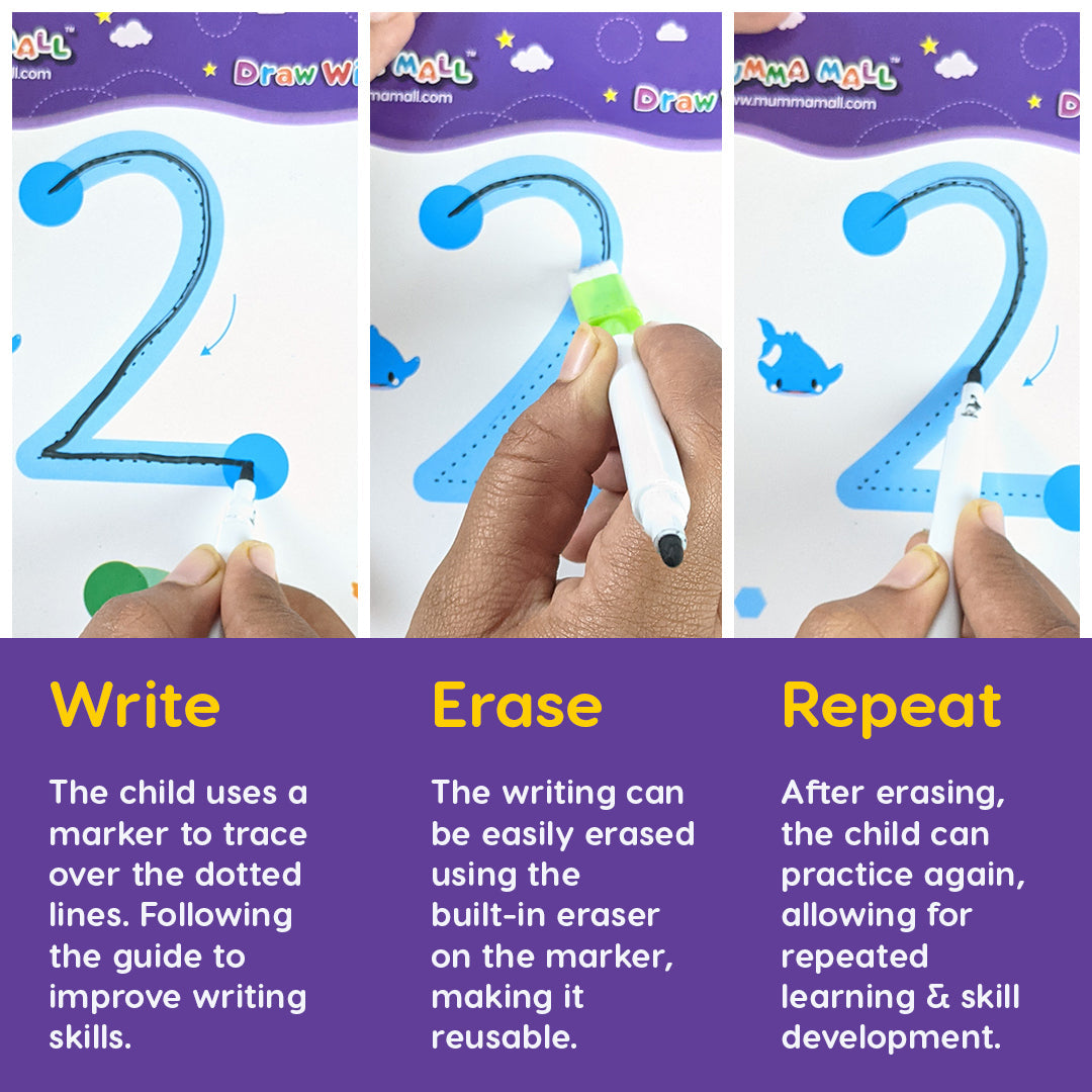 64 Pages Reusable Tracing Line book to improve HAND WRITING For kids + (FREE Learning 2000+ pages PDF worksheet for kids📚 )