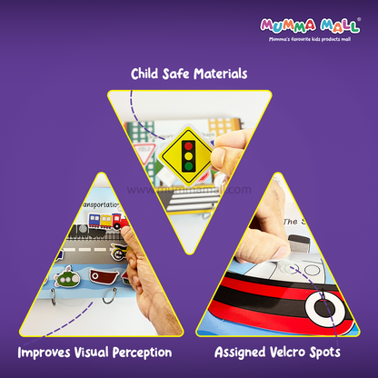 Transportation Busy Book (Ages 3+) – Interactive activity book with vehicles to boost motor & cognitive skills