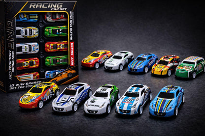 Mini Metal Racing Car Set for Kids | 10 Pcs Pull Back Sports Car Collection