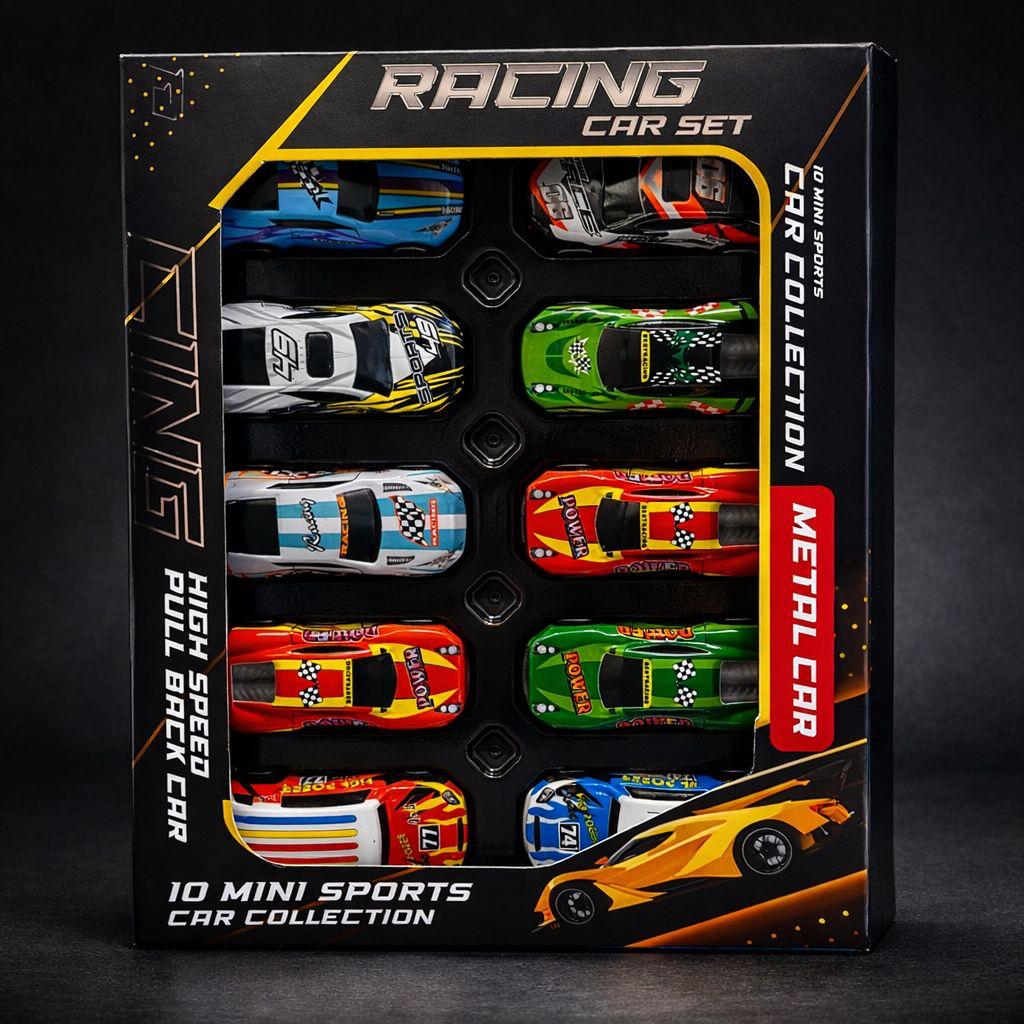 Mini Metal Racing Car Set for Kids | 10 Pcs Pull Back Sports Car Collection