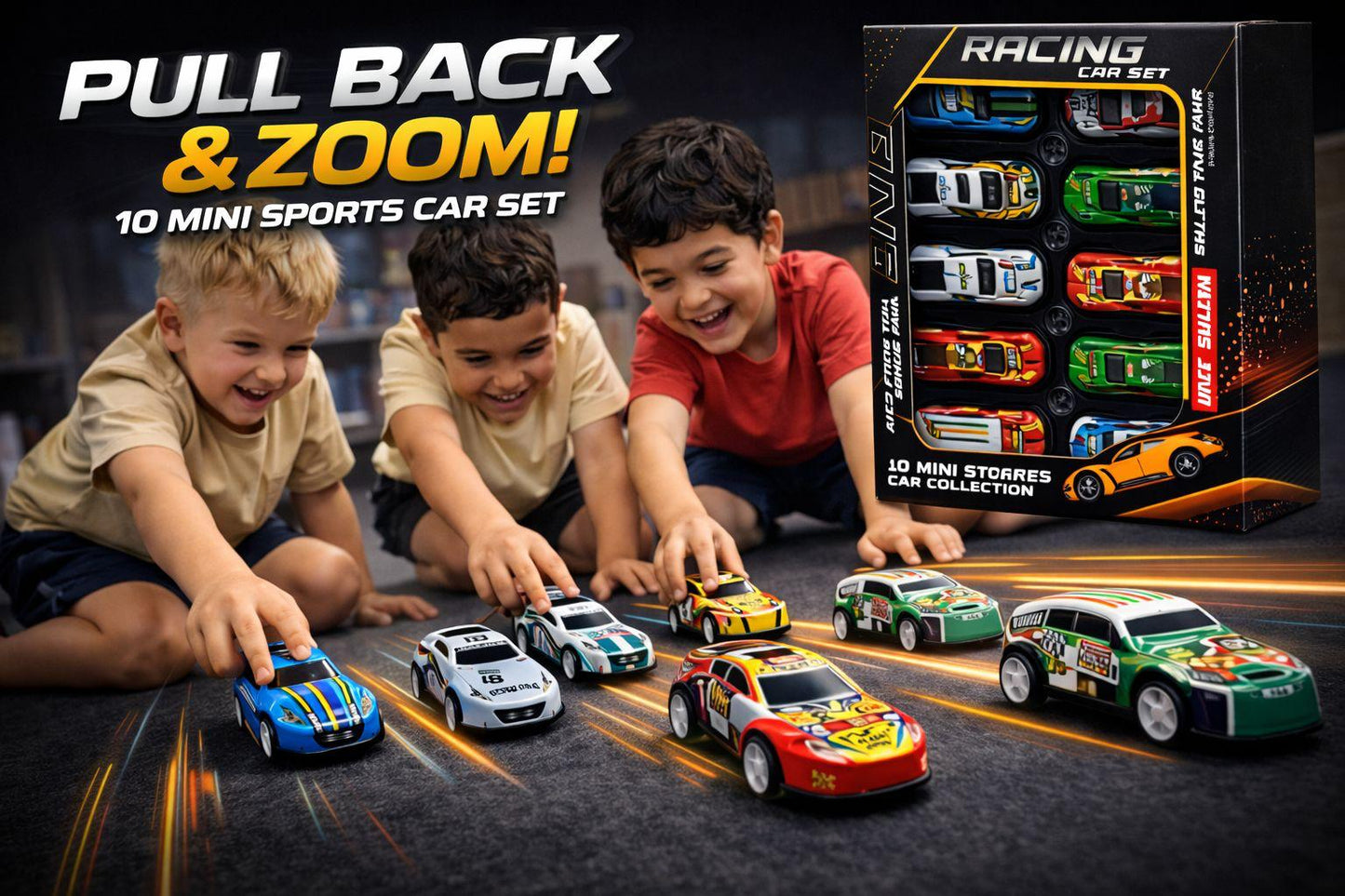 Mini Metal Racing Car Set for Kids | 10 Pcs Pull Back Sports Car Collection