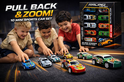 Mini Metal Racing Car Set for Kids | 10 Pcs Pull Back Sports Car Collection