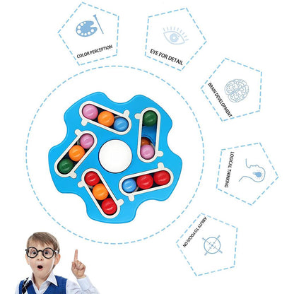 Rotating Magic Bean Cube Spinner – Double Flip Fidget Puzzle for Stress & Anxiety Relief | Learning & Brain Development Toy