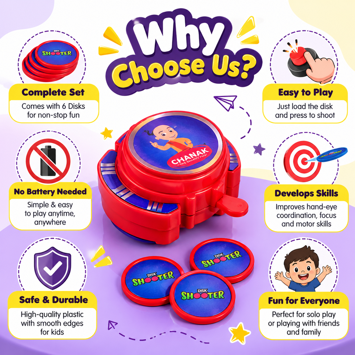 Exciting hand disk shooter toys game set for kids