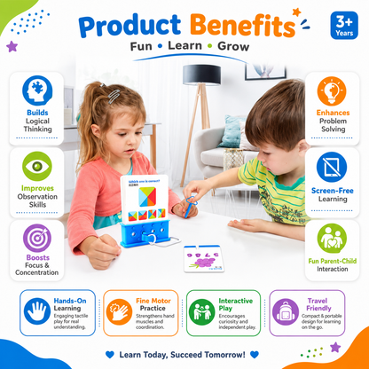 Kids Logical Thinking Puzzle Card Game with Answer Box – Educational Brain Development Toy for Pattern Matching & Counting