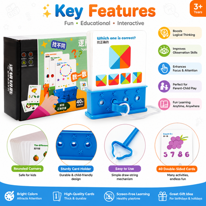 Kids Logical Thinking Puzzle Card Game with Answer Box – Educational Brain Development Toy for Pattern Matching & Counting