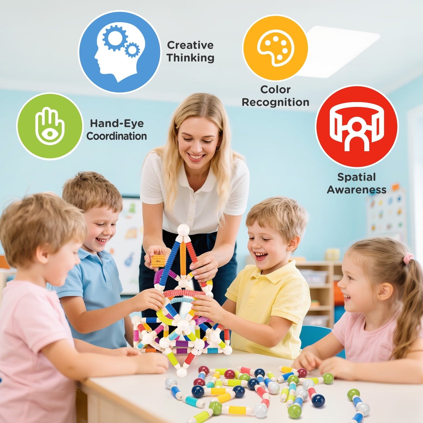 Flexible Magnetic Building Sticks & Balls Set for Kids | 3D Construction STEM Toy for Creativity, Brain Development & Learning