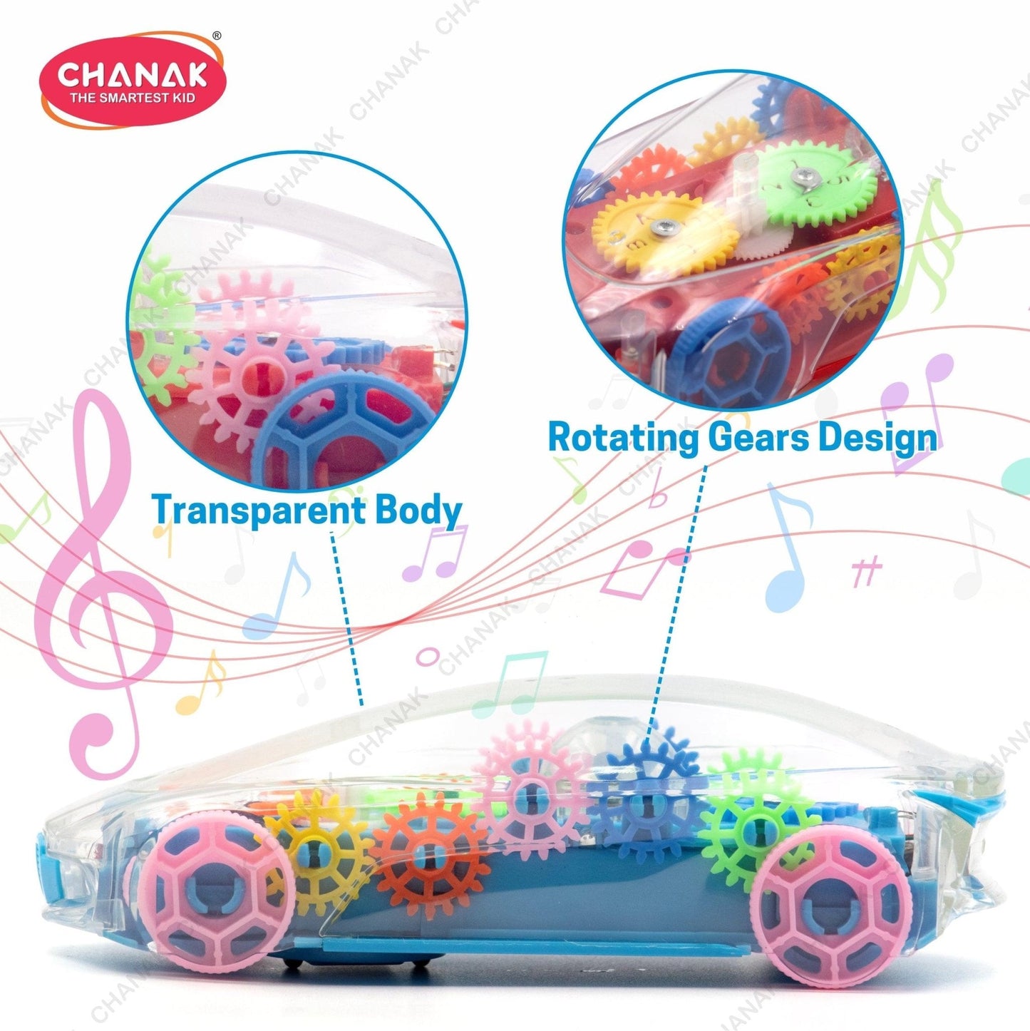 Transparent 3D Gear Car for Kids