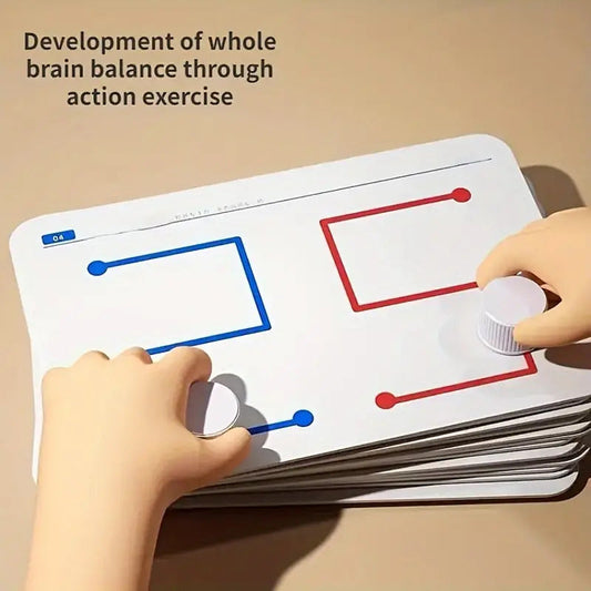 20-Sheet Action Exercise Coordination Development Set for Whole Brain Balance, Focus Enhancement Tool, Uncharged, Cardboard Material, No Battery, Three Difficulty Levels