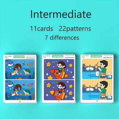 Large Size Spot the Difference Concentration Training Cards for Kids – Observation & Brain Development Activity Game
