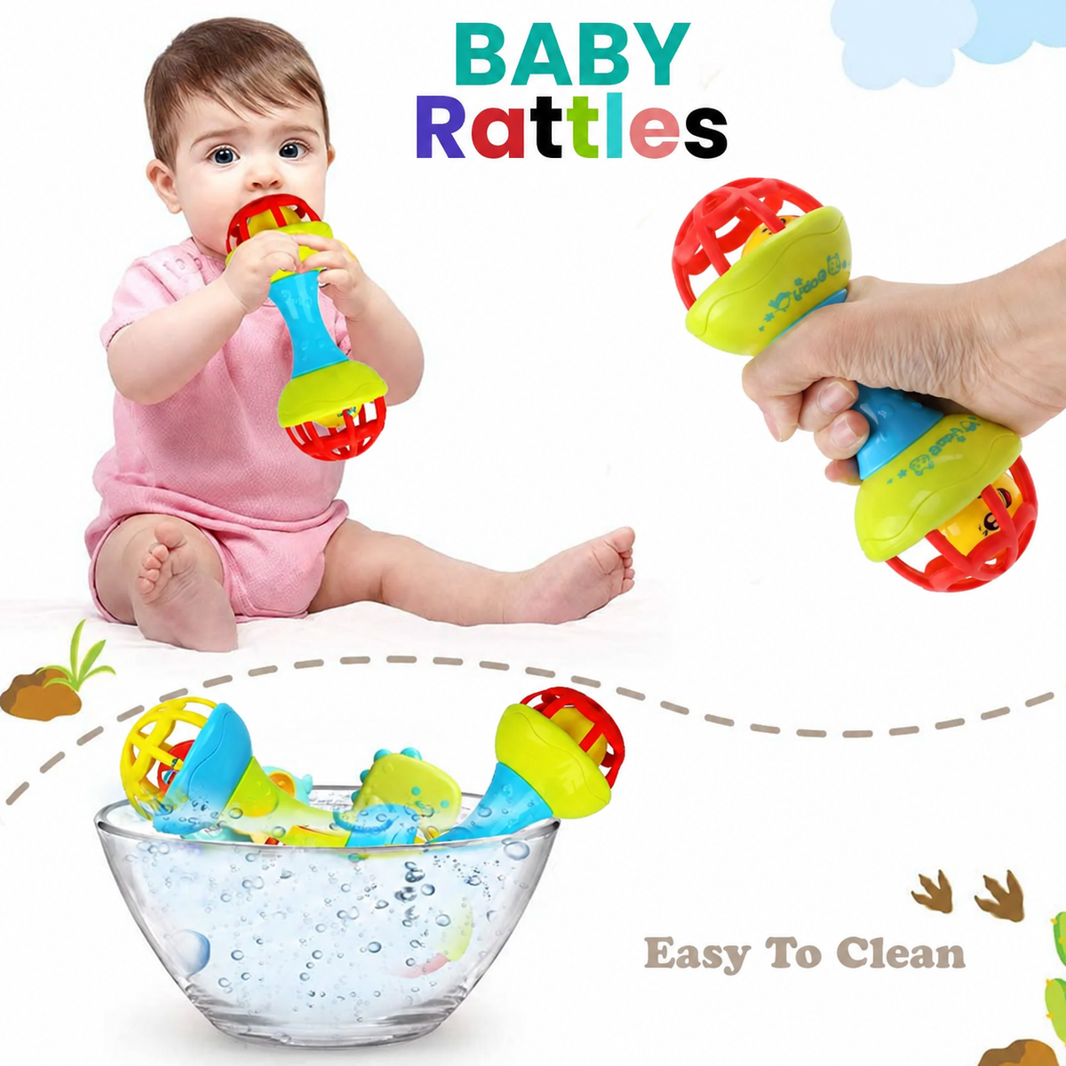Baby Rattle & Teether Toy – 8 Pcs Set