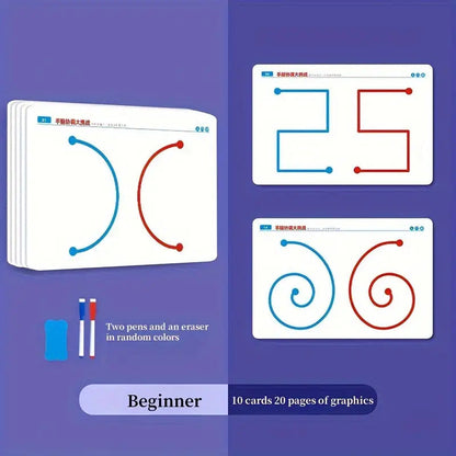 20-Sheet Action Exercise Coordination Development Set for Whole Brain Balance, Focus Enhancement Tool, Uncharged, Cardboard Material, No Battery, Three Difficulty Levels