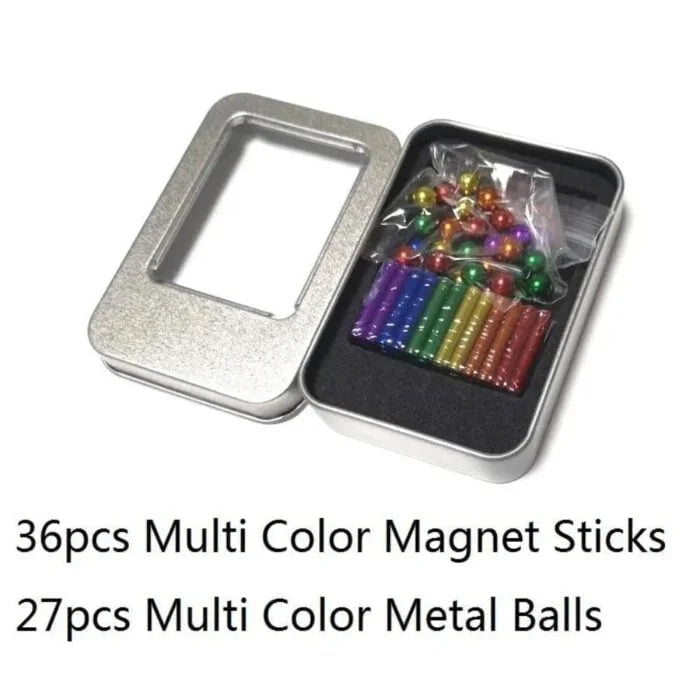 Magnetic Sticks & Balls Building Set | 36 multicolor Sticks &27 balls