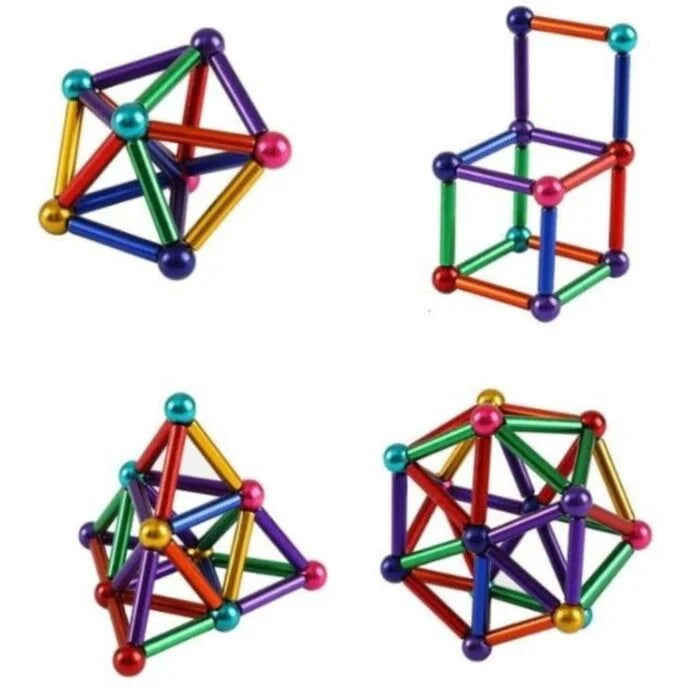 Magnetic Sticks & Balls Building Set | 36 multicolor Sticks &27 balls