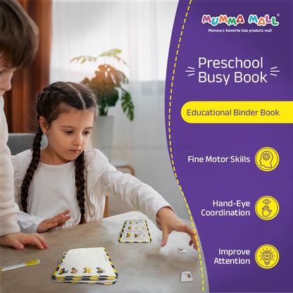 Under Construction Busy Book – Velcro Binder for Kids (3+) with construction vehicles, shapes, numbers, and problem-solving to boost motor skills & cognitive development