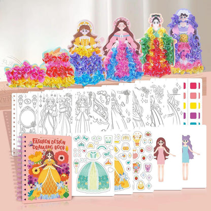 3D Princess Dress Craft Kit – Creative DIY Art Book for Kids | Safe, Mess-Free, and Engaging Screen-Free Activity for Imaginative Learning