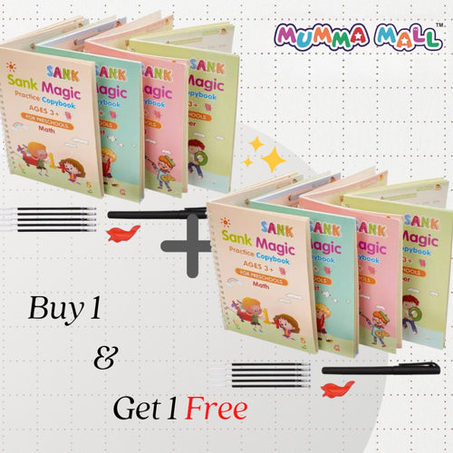 Magic Practice Book | Buy 1 set & Get 1 set FREE! + FREE Learning 2000+ pages downloadable PDF worksheet for kids(8 Book + 2 Pen+ 20 Refill +2 Grip)