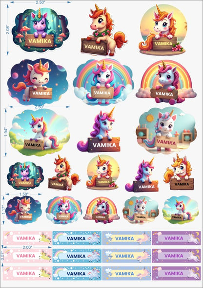 Personalized Waterproof Kids Name Stickers – Cute Animal Designs for Bottles, Lunch Boxes & School