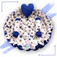 Round baby tub bed with a heart pillow and pair of Bolster (Blue and White)