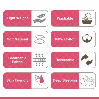 Baby box mattress set with set of 4 pillows as neck support, side support and toy (Pink and Blue)