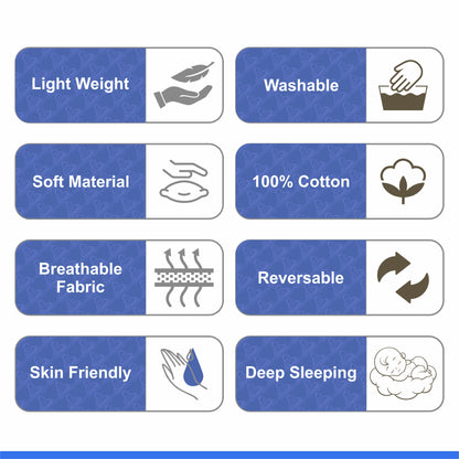 Rectangle baby tub bed with blanket and set of 5 pillows as neck support, side support and toy (Sky and Blue)