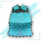 Baby box mattress with blanket and set of 4 pillows as neck support, side support and toy (Turquoise and Black)
